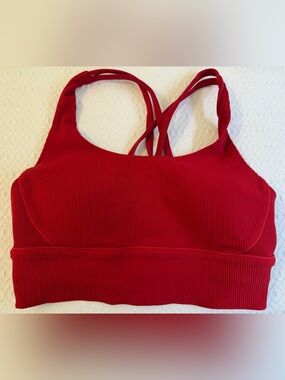 Lululemon energy longline ribbed bra, red, size 8